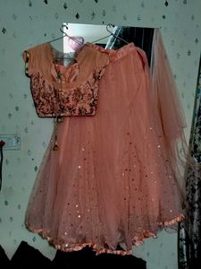 Peach Embellished Lehenga Choli