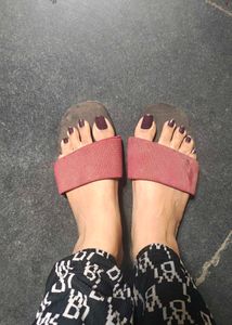 Burgundy Banded Slides