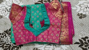 Green &amp; Pink Silk Saree