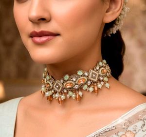 Beaded pearl drop choker