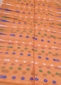 Floral Print Fabric - Orange &amp; Blue