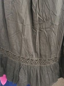 Brown Ruffle Trim Maxi Skirt