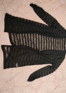 Black Striped Transparent Shrug