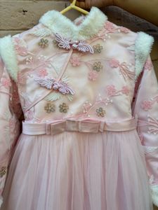 Pink Floral Embroidered Dress