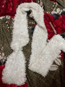 Cozy White Fuzzy Scarf