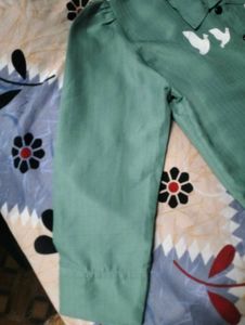 Green shirt and crop top