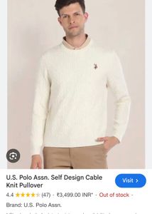 US POLO white Cable Knit Sweater