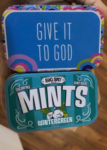 Two Empty Tin box Wintergreen Mint And Blue