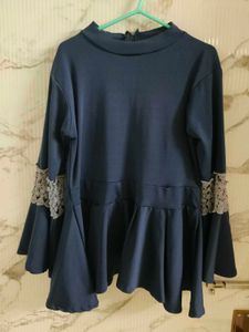 Navy Peplum Top
