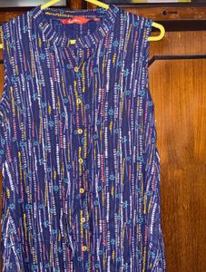 Stylish Blue Printed Tunic Kurta Top