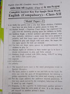 Class 12th(XII) sanjiv English Desk Work 2024