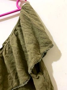 Olive Ruffle Top Bust till 46 length 23