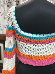 Striped Crochet Crop Top