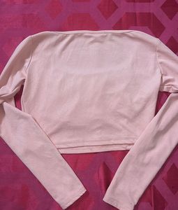 Pink Long Sleeve Crop Top