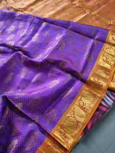 Purple And Gold Pure Kanchipuram Silk Saree