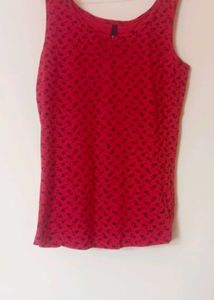 Red Printed Speghetti Top