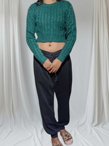Green Knit Crop Sweater