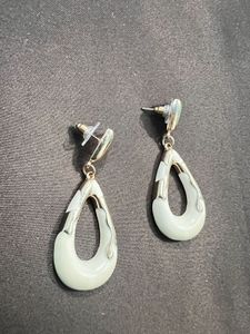 Offwhite And Golden Dangle Earrings