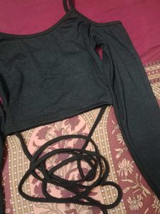 Stylish Black Off Shoulder Stape Top