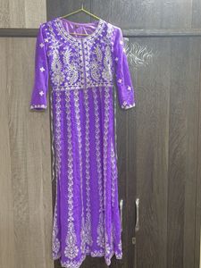 Georgette Chikankari Embroidered Anarkali kurti