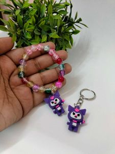 Kuromi Handmade Charm Bracelet &amp; Keychain