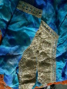 Blue &amp; Gold Embellished Fabric