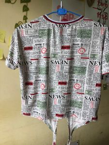 Newsprint Tie-Front Top