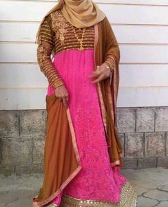 Mehedi And Pink Colour Wedding Gown L