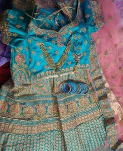 Zarcon Embroidered Blue Bridal lahenga