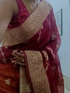 Elegant Maroon Banarasi Saree