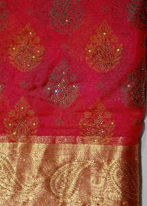 Elegant Red &amp; Gold Saree