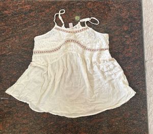 White Embroidered Cami Top