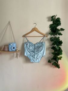 Satin Blue Corset Top🐋🧵
