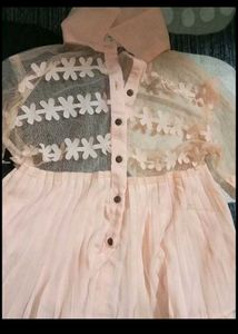 Korean Pink Floral Sheer Top