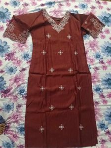 Embroidered Kurti with Trouser and Dupatta