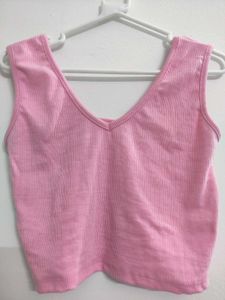 Light, Dark Pink and Brown Ribbed Top,