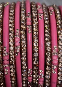 Pink &amp; Crystal Bangle Set