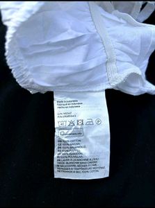 H&amp;M White Cotton Smocked Crop Top