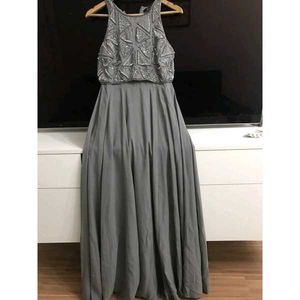 Forever 21 Sequin Stone Long Grey Gown Dress