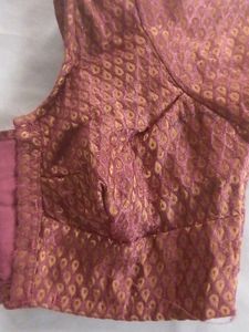 Elegant Mauve &amp; Gold Ethnic Saree Blouse Top