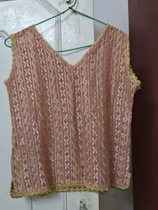 Lucknow Chikankari Pure Embroidery Sleevless Top