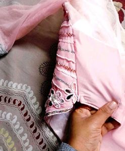 Pink embellished Ready To Wear Saree