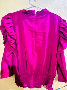 Red Puff Sleeve Blouse