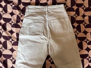 High-Waisted Straight Fit White Jeans