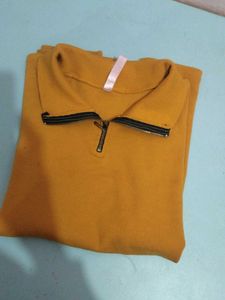 Mustard Pullover with Zipper Detail