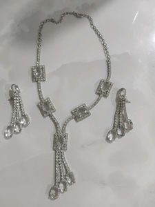Vintage Rhinestone Necklace & Earring Set