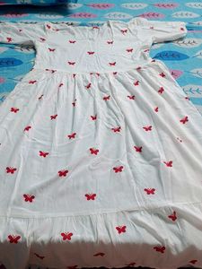 White Dress with Red Butterflies