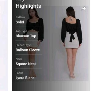 Chic Black Crop Top &amp; Skirt Set
