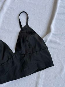 Black Satin Bralette Top
