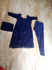 Blue Kurta Set With Dupatta
